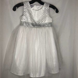 Girl's Bluberi silver and white formal dress